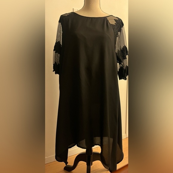 Vera Moda Midi Dress XL Black NWOT Lace Sheer - Picture 1 of 6
